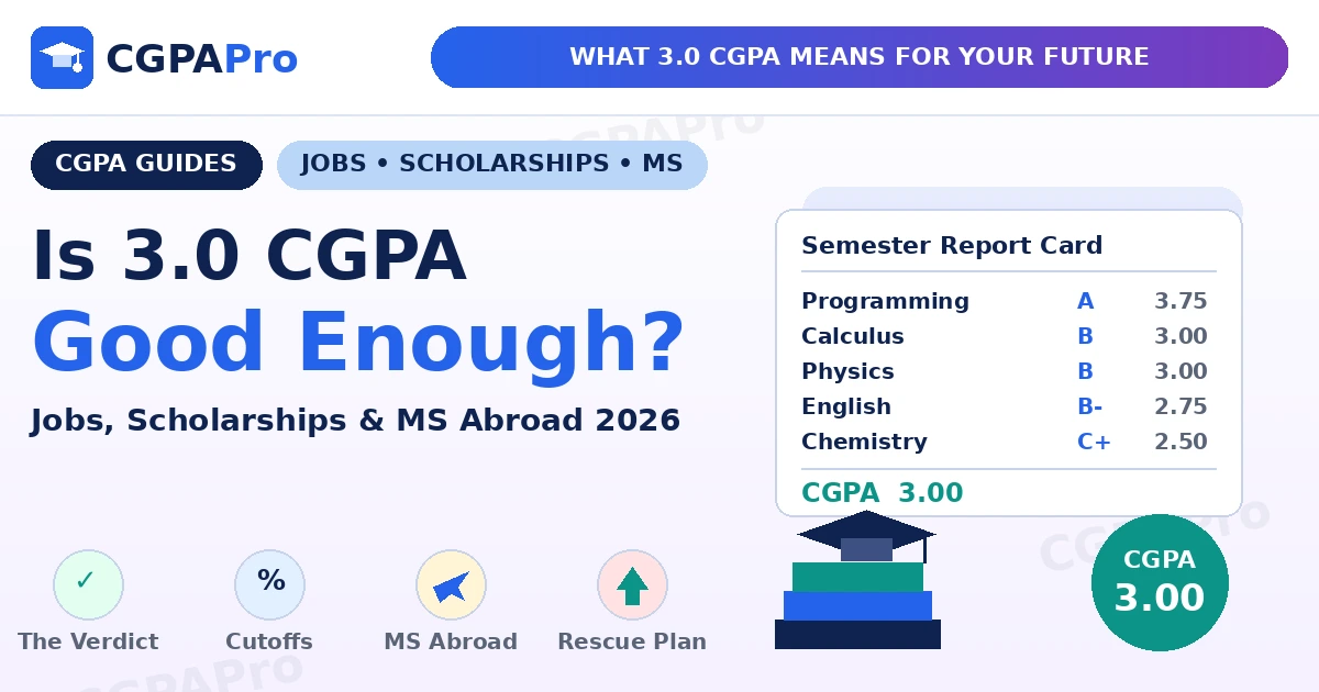 Read more about the article Is 3.0 CGPA Good? Jobs, Scholarships & MS Guide 2026