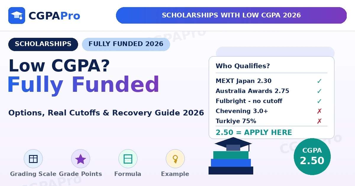 Scholarships with low CGPA 2026: fully funded options guide