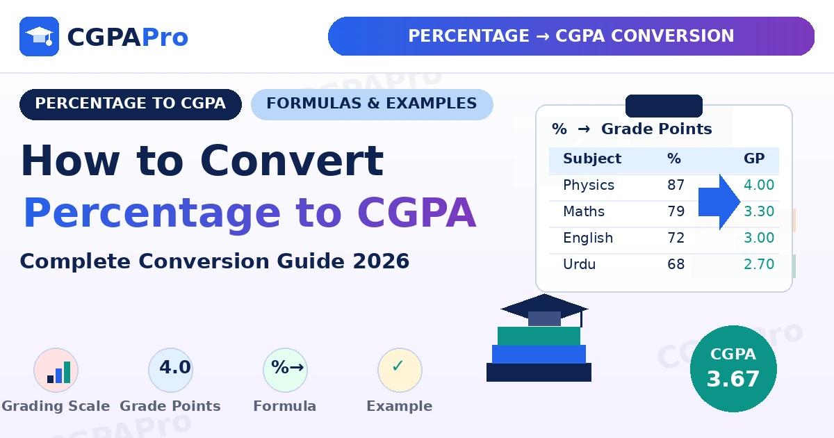 Read more about the article How to Convert Percentage to CGPA in 2026: Formulas & Examples